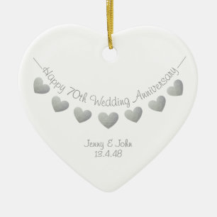 Platin-Ornament zum 70. Hochzeitstag Keramik Ornament