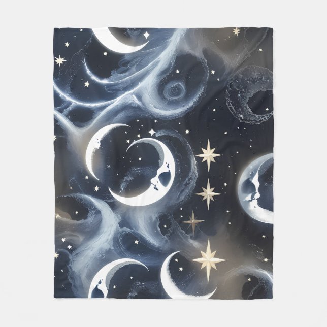 Platin-Silber-Himmelmond-Decke – Luxus Fleecedecke (Vorderseite)