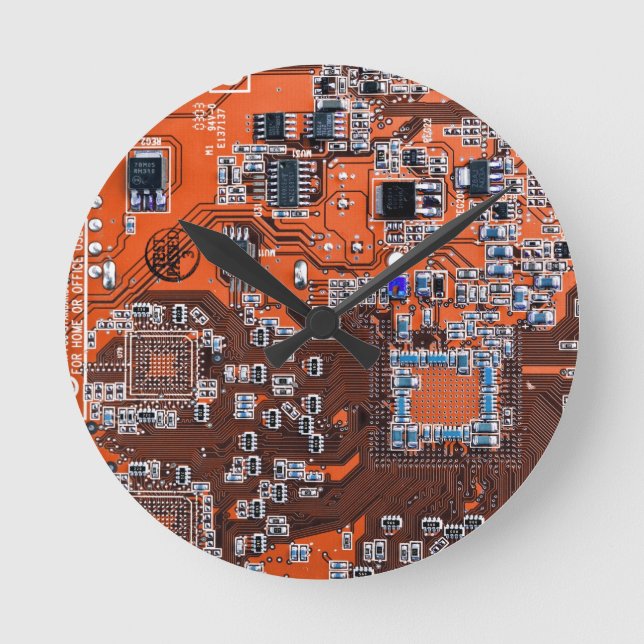 Platine für gedruckte Leiterplatten Orange-Platine Runde Wanduhr (Vorderseite)