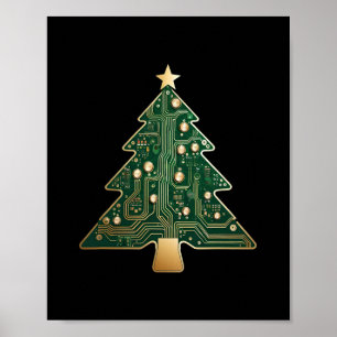 Platinen-Computer-Tech-Christbaum Poster