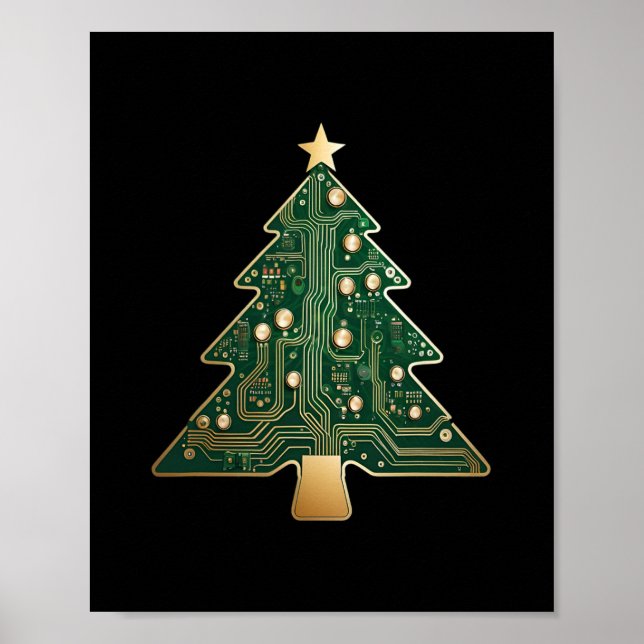 Platinen-Computer-Tech-Christbaum Poster (Vorne)