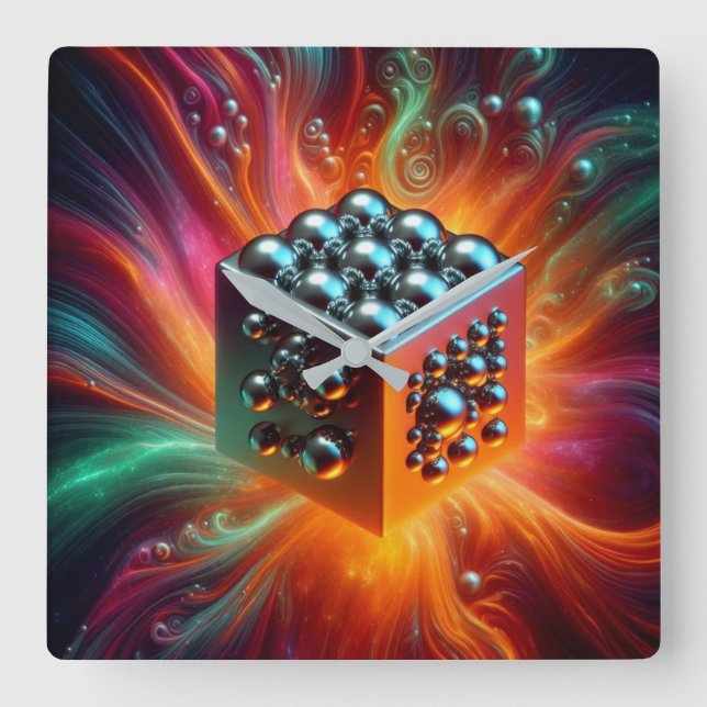 Platinhalse Quadratische Wanduhr (Vorderseite)