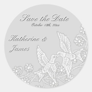 Platinkleber mit Floral Save the Date Runder Aufkleber