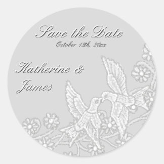 Platinkleber mit Floral Save the Date Runder Aufkleber