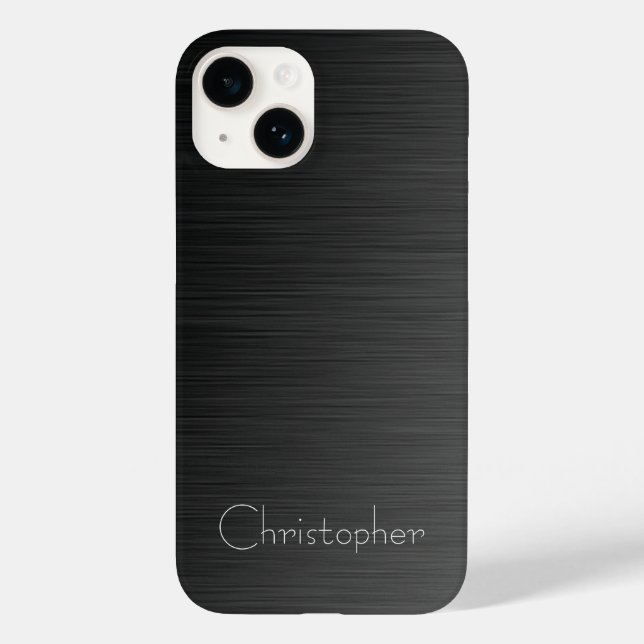 Platinschwarz Silver Stainless Steel Print 15 Case-Mate iPhone Hülle (Rückseite)