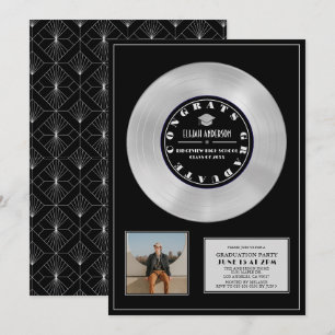 Platinum Disk Vinyl Black Plaque Foto Abschluss Einladung