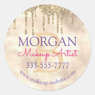 Platinum Gold Glitzer DIY Name Monogram Beruf Runder Aufkleber