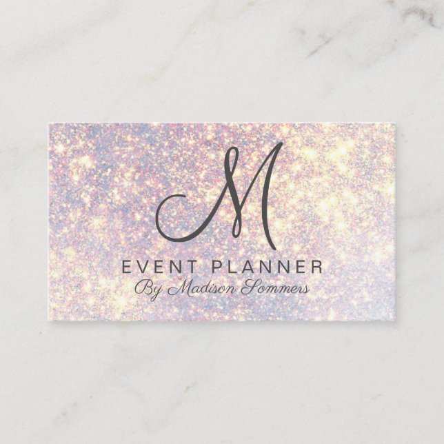Platinum Gold Glitzer Event Plane Business Card Visitenkarte (Vorderseite)