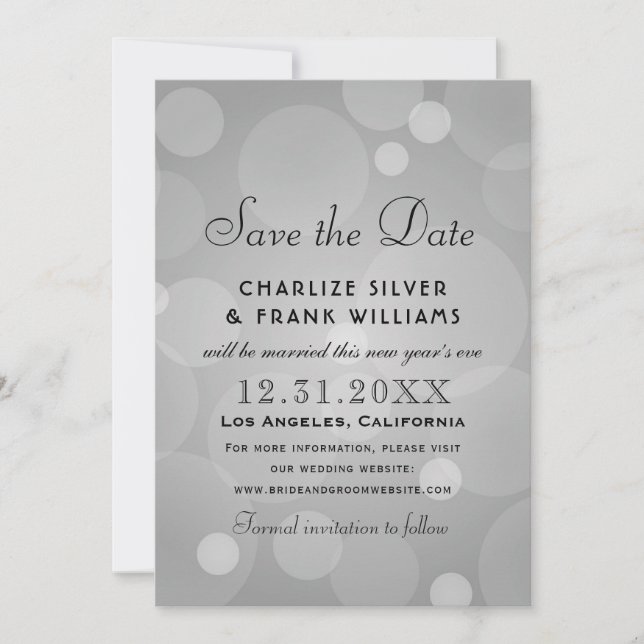 Platinum Gray Elegant Wedding Save The Date (Vorderseite)