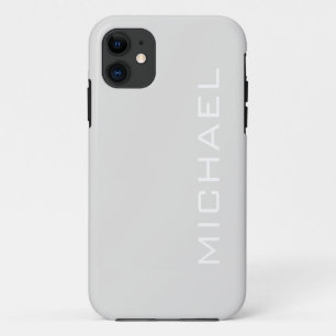 Platinum Gray Solid Color Minimalistischer Name Case-Mate iPhone Hülle
