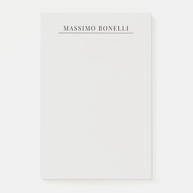 Platinum Grey Minimalist Plain Modern Own Name Post-it Klebezettel (Vorderseite)