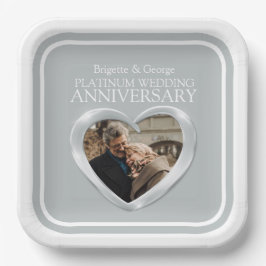 Platinum Herzquadrat des 70. Jubiläums Foto Pappteller