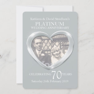 Platinum Hochzeitsherz Foto 70 Jahre Party laden Einladung