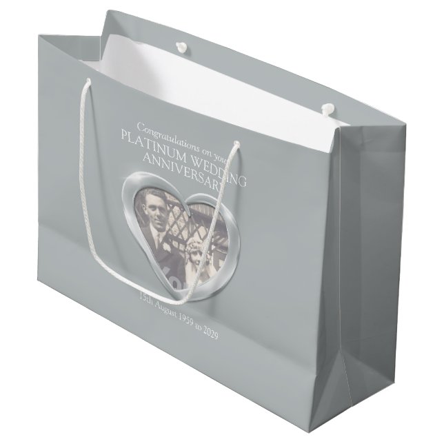 Platinum Hochzeitstag Geschenktasche Große Geschenktüte (Vorderseite Schrägansicht)