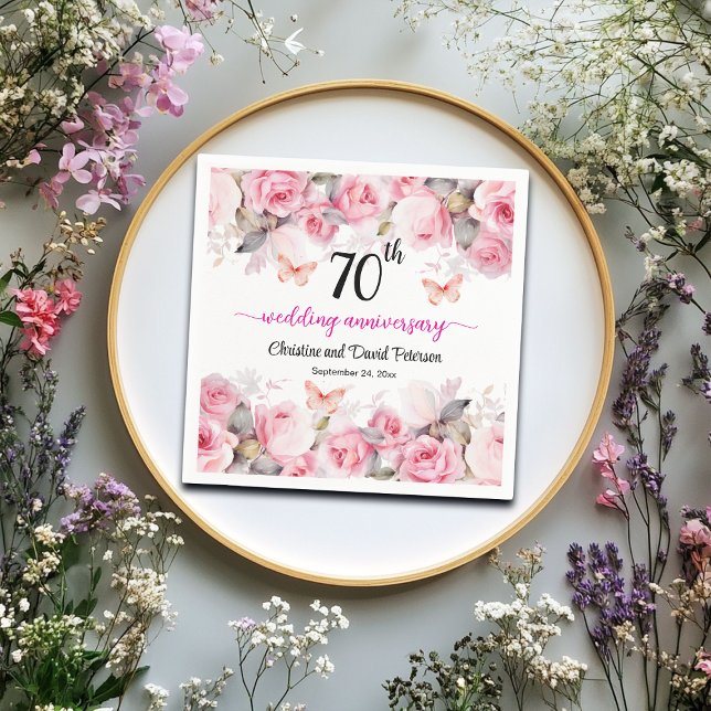 Platinum Hochzeitstil-Rose zum 70. Mal Serviette (Von Creator hochgeladen)