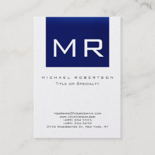 Platinum Monogram Blue Strip Clean Business Card Visitenkarte