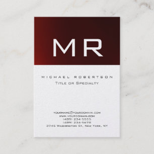 Platinum Monogram Red Stripe Clean Business Card Visitenkarte