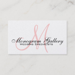 Platinum Pink Black Monogram Business Card Visitenkarte