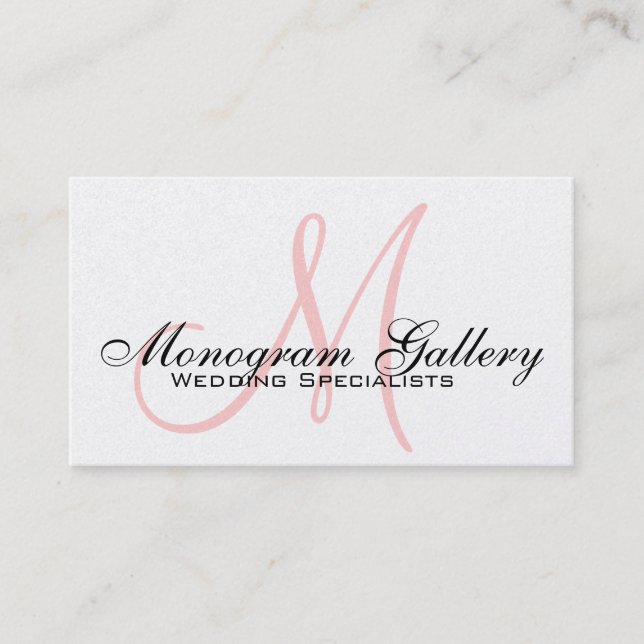 Platinum Pink Black Monogram Business Card Visitenkarte (Vorderseite)