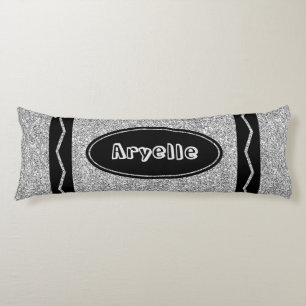 Platinum Silver Glitzer Crayon Body Pillow + Name Seitenschläferkissen