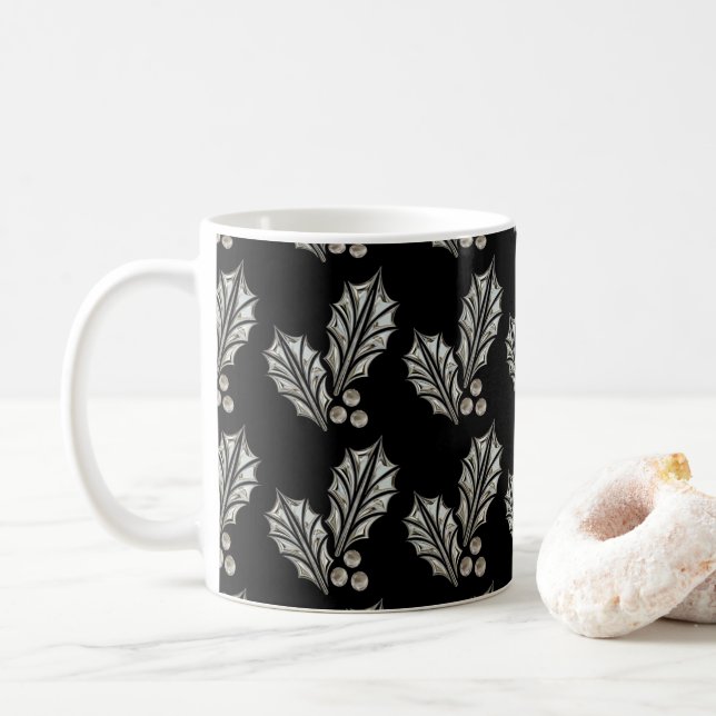Platinum Silver Holly Christmas Tasse (Mit Donut)