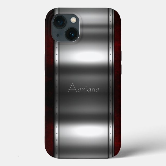 Platinum Silver Stainless Steel Print iPhone 15 Case-Mate iPhone Hülle (Rückseite)
