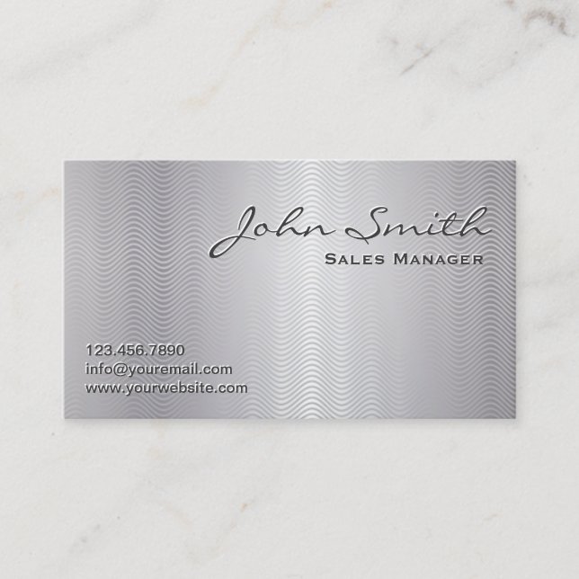 Platinum Wave Muster Metal Look Business Card Visitenkarte (Vorderseite)