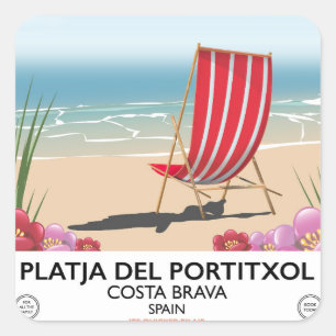 Platja del Portitxol, Costa Brava, Spanien Quadratischer Aufkleber