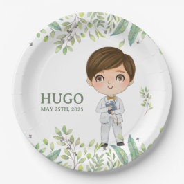 Plato de papel redondo HUGO Primera Comunión Pappteller