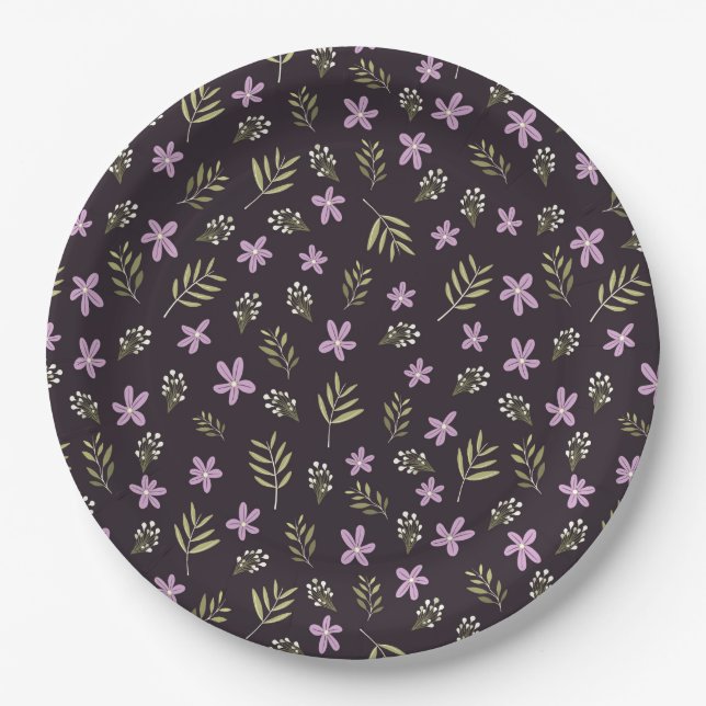 Plato de papel Violetas y flores silvestres Pappteller (Vorderseite)