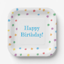 Platos de Papel “Happy Birthday” Ceras de Colores Pappteller