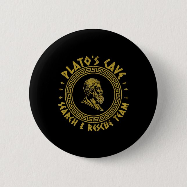Platos Höhle Such- und Rettungsteams Lustige Philo Button (Vorderseite)