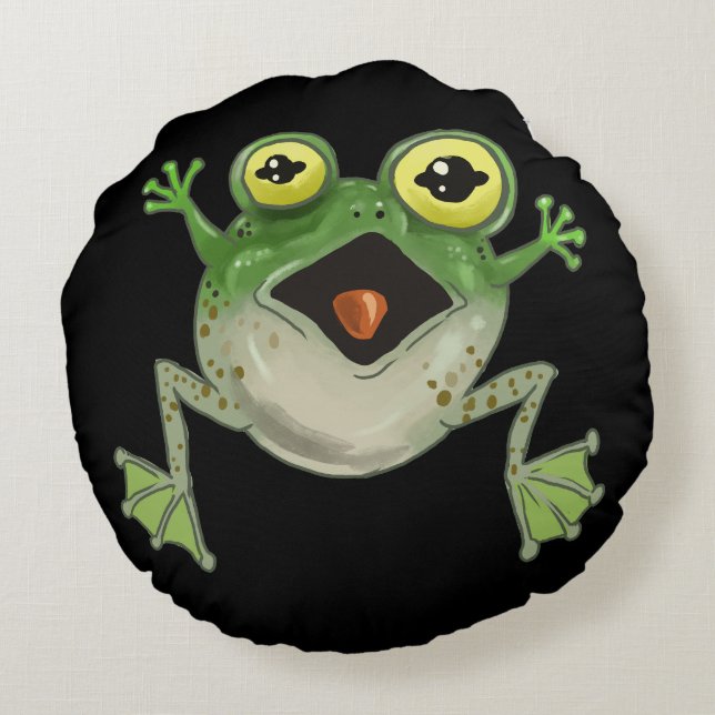 Platsch! Alberner Frosch Rundes Kissen (Rückseite)