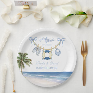Platsch Plansch Baby Boy Strand Baby Shower Pappteller