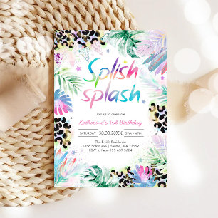Platsch Plansch Leopard Party Geburtstagseinladung Einladung