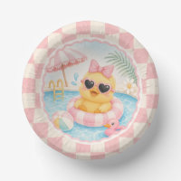 Platsch Plansch Rosa Enten Poolparty Papier Teller