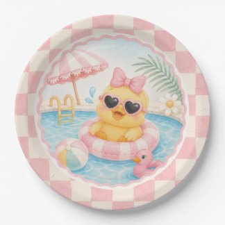 Platsch Plansch Rosa Enten Poolparty Papier Teller