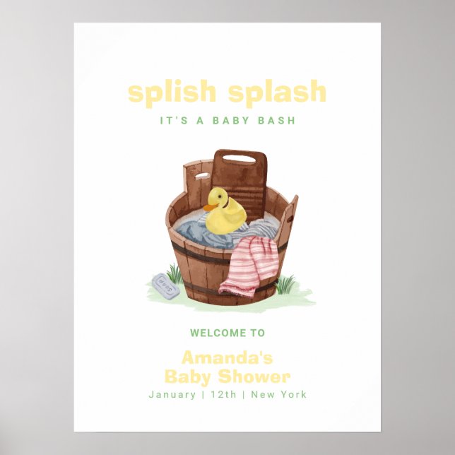 Platsch Platsch Gummiente Baby Shower Willkommen Poster (Vorne)