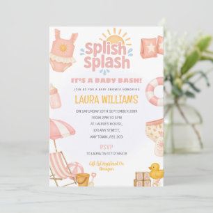 Platsch Splash Baby Bash Shower Einladung Pool The
