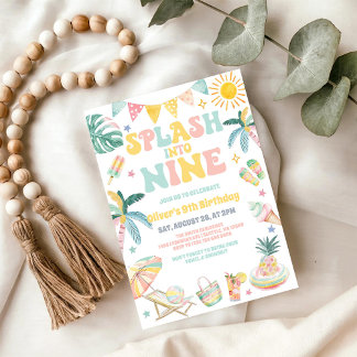 Platschen Sie in die Neun-Strandparty-Sommer 9. Ge Einladung