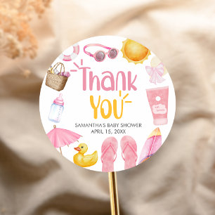 Platschender Sommer-Baby-Shower Runder Aufkleber