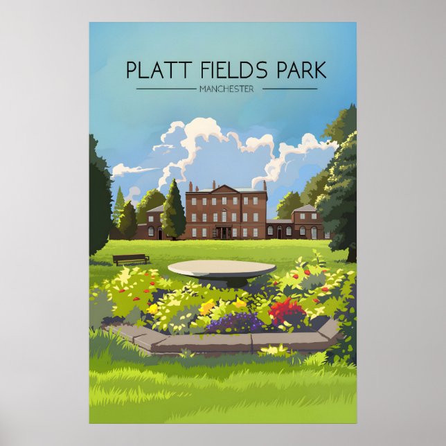 Platt Fields Park Manchester Reiseplakat Poster (Vorne)