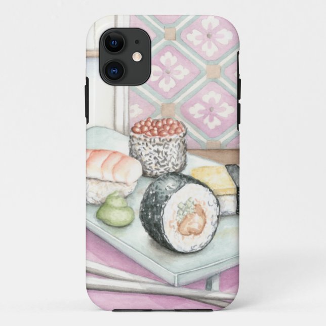Platte der sortierten Sushi mit Essstäbchen Case-Mate iPhone Hülle (Rückseite)