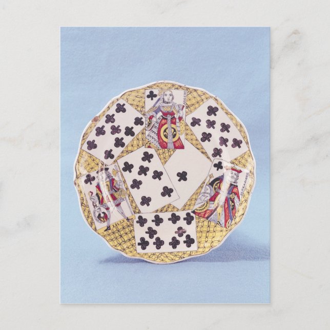 Platte mit Trompe l'oeil dekoriert Postkarte (Vorderseite)