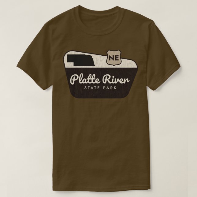 Platte Staat Park Nebraska Begrüßungszeichen T-Shirt (Design vorne)