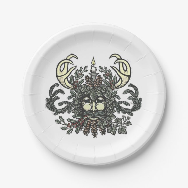 Platte Winter-Greenman Holiday/Solstice Pappteller (Vorderseite)