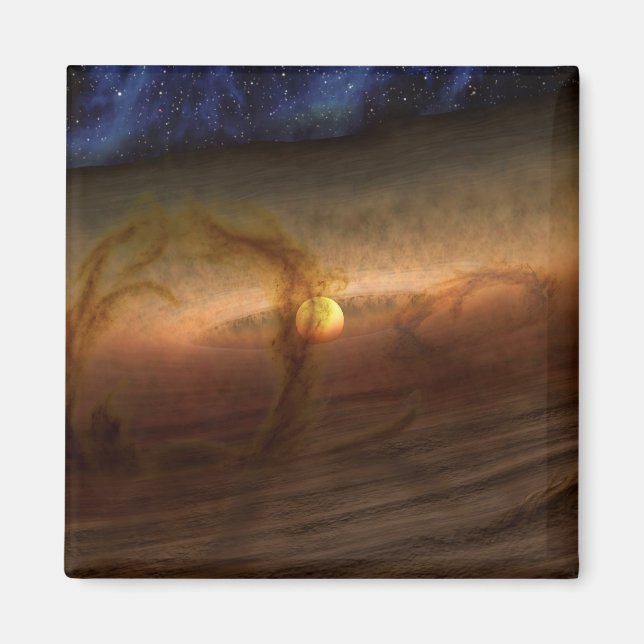 Platten aus planetbildenden Materialien, Rundstein Magnet (Vorne)