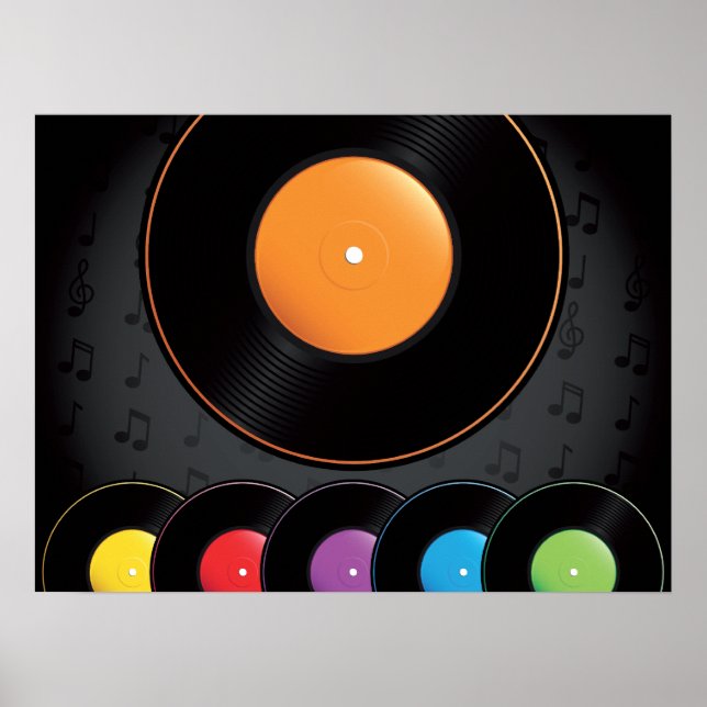 Platten der Turntable in lebhaften Farben Poster (Vorne)
