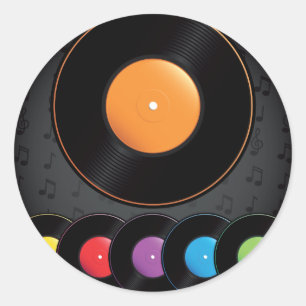 Platten der Turntable in lebhaften Farben Runder Aufkleber