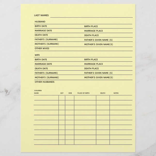 Platten Genealogische Darstellung (Vorderseite)